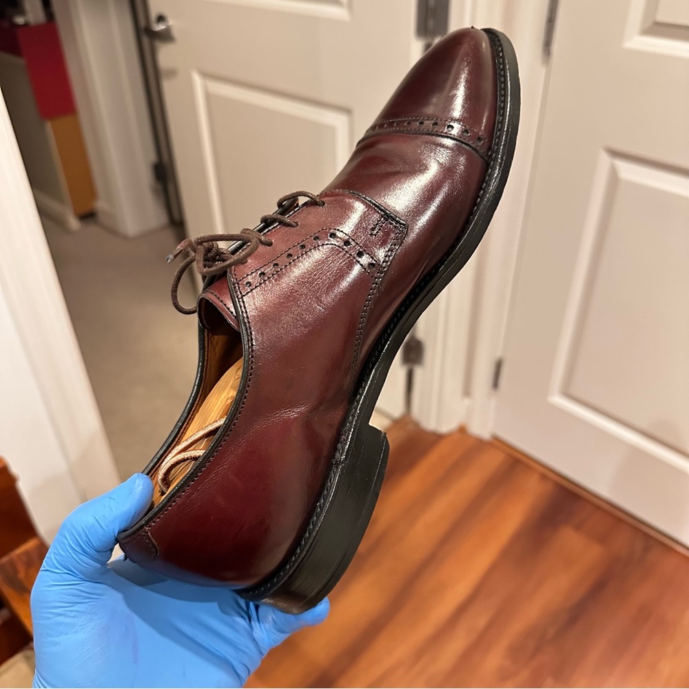 Allen Edmonds Burgundy Leather Cap-Toe Derbys - Picture 11 of 15